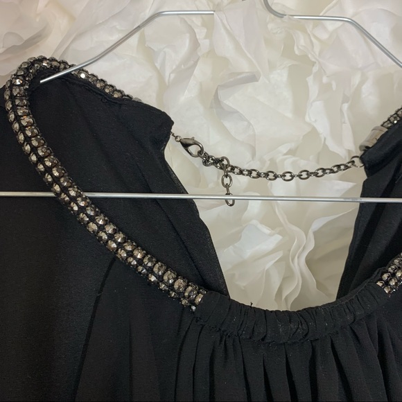 Embellished Neck Chiffon Ruffle Dress - Picture 11 of 12